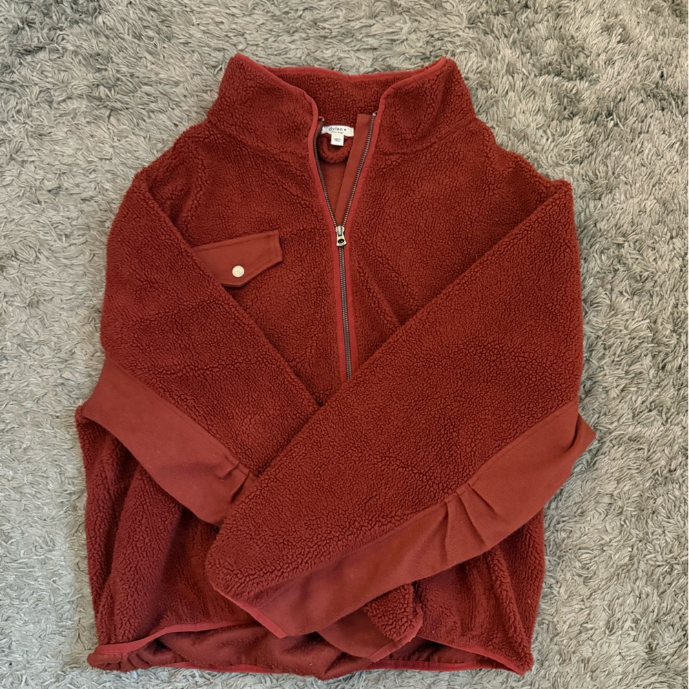 Dylan Deep Red Teddy Jacket - Picture 2 of 3